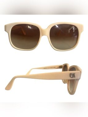Emmanuelle Khanh Paris Cream Colored‎ Thick Framed Sunglasses, Mod 8080, France